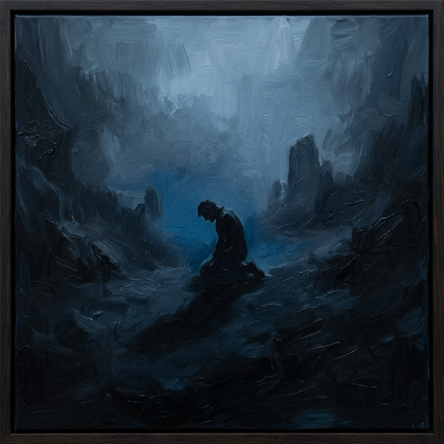 Affliction — lone figure in oppressive darkness