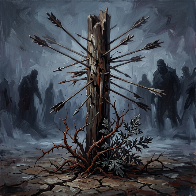 Mockery — arrows in target with wormwood plant