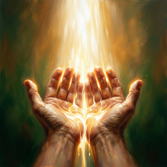 The LORD Is My Portion — empty hands receiving light