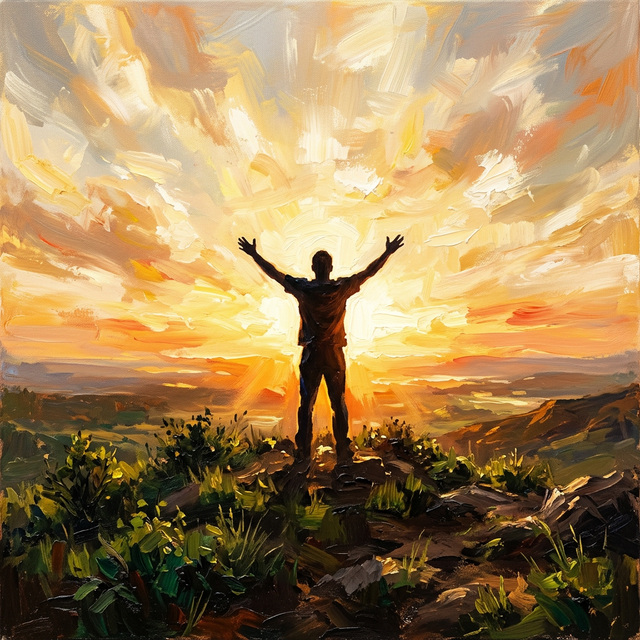 Worship — hands raised in light, faithfulness declared