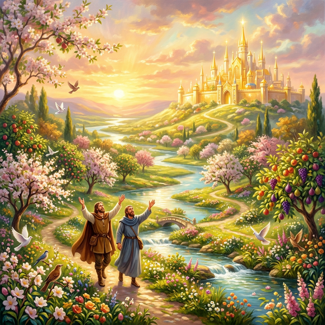 Beulah Land bathed in golden light