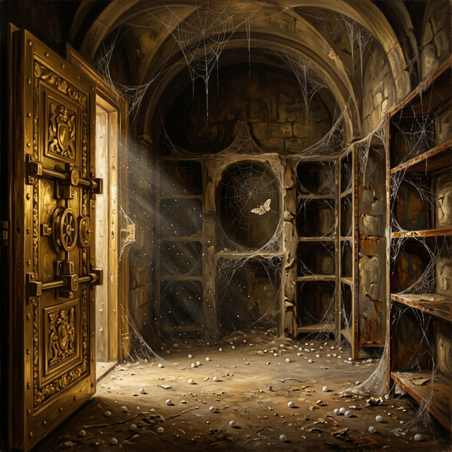 An empty bank vault with cobwebs and mothballs — Borden gave it all away