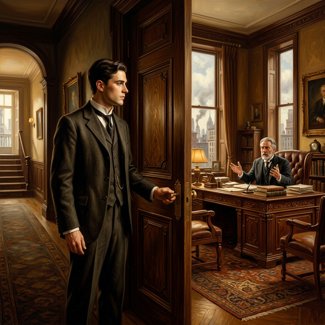 Borden closing the door on his father's office — choosing the mission field over a VP position